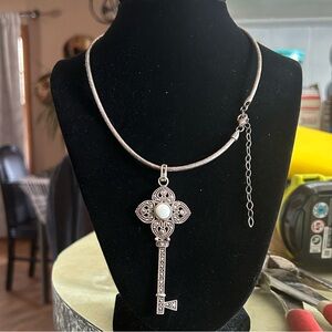 Sterling Silver and marcasite Key Pendant on a Itaor 925 Italy chain.